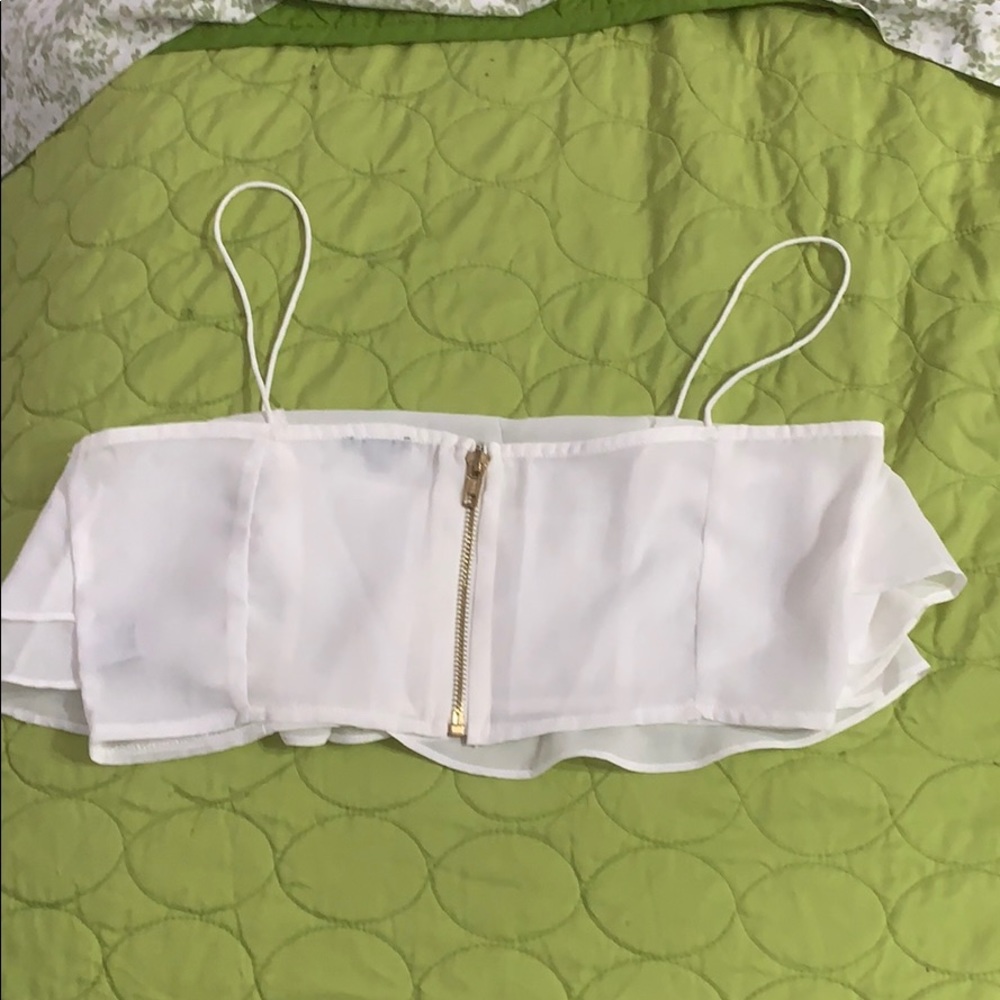 White Ruffle Crop top - Picture 2 of 2